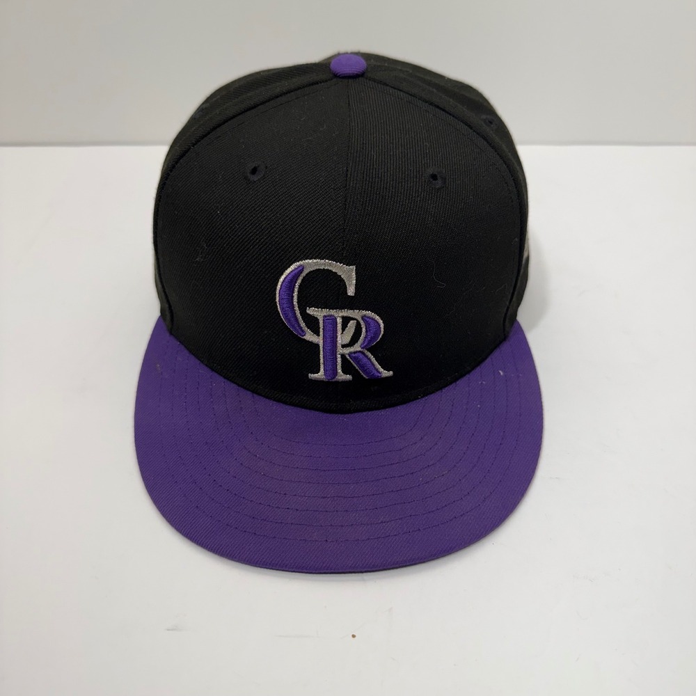 New Era 59FIFTY Colorado Rockies MLB Fitted Hat Size 7 1/4 Black Purple Cap